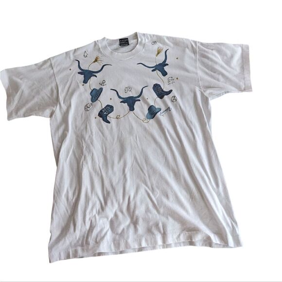 Vintage 80s Southwestern single stitch puffy paint sequin top - Picture 1 of 10